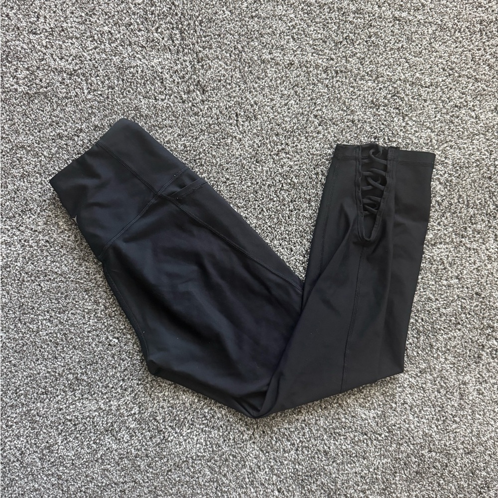 Old Navy Black Girls' Leggings with Lace-Up Hem Detail